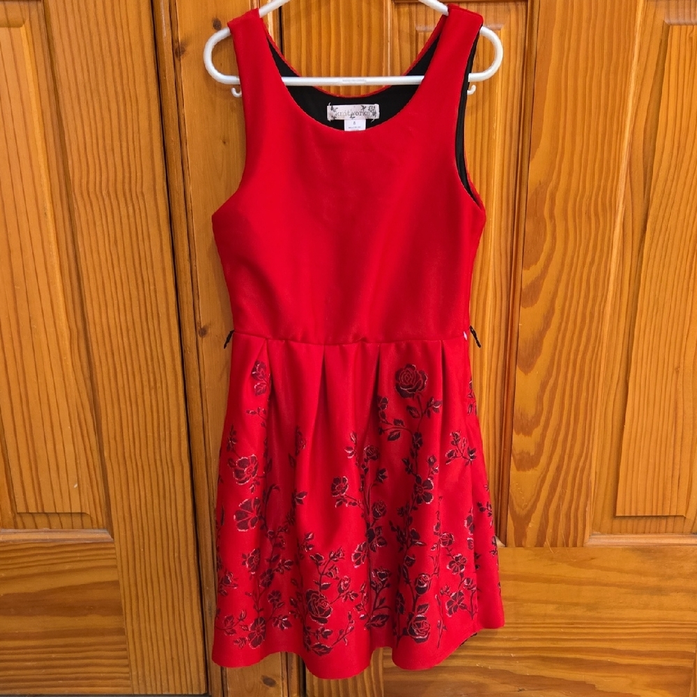 Charming Red Floral Kids Dress